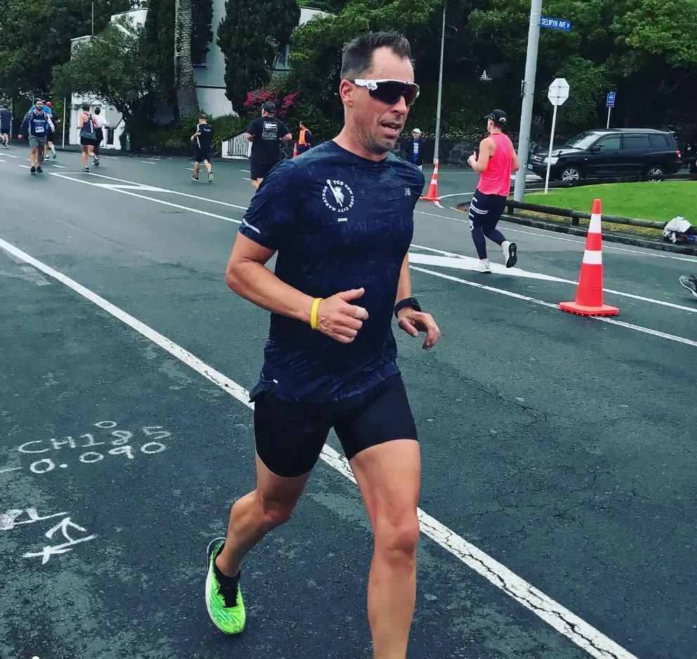 A runner on a road