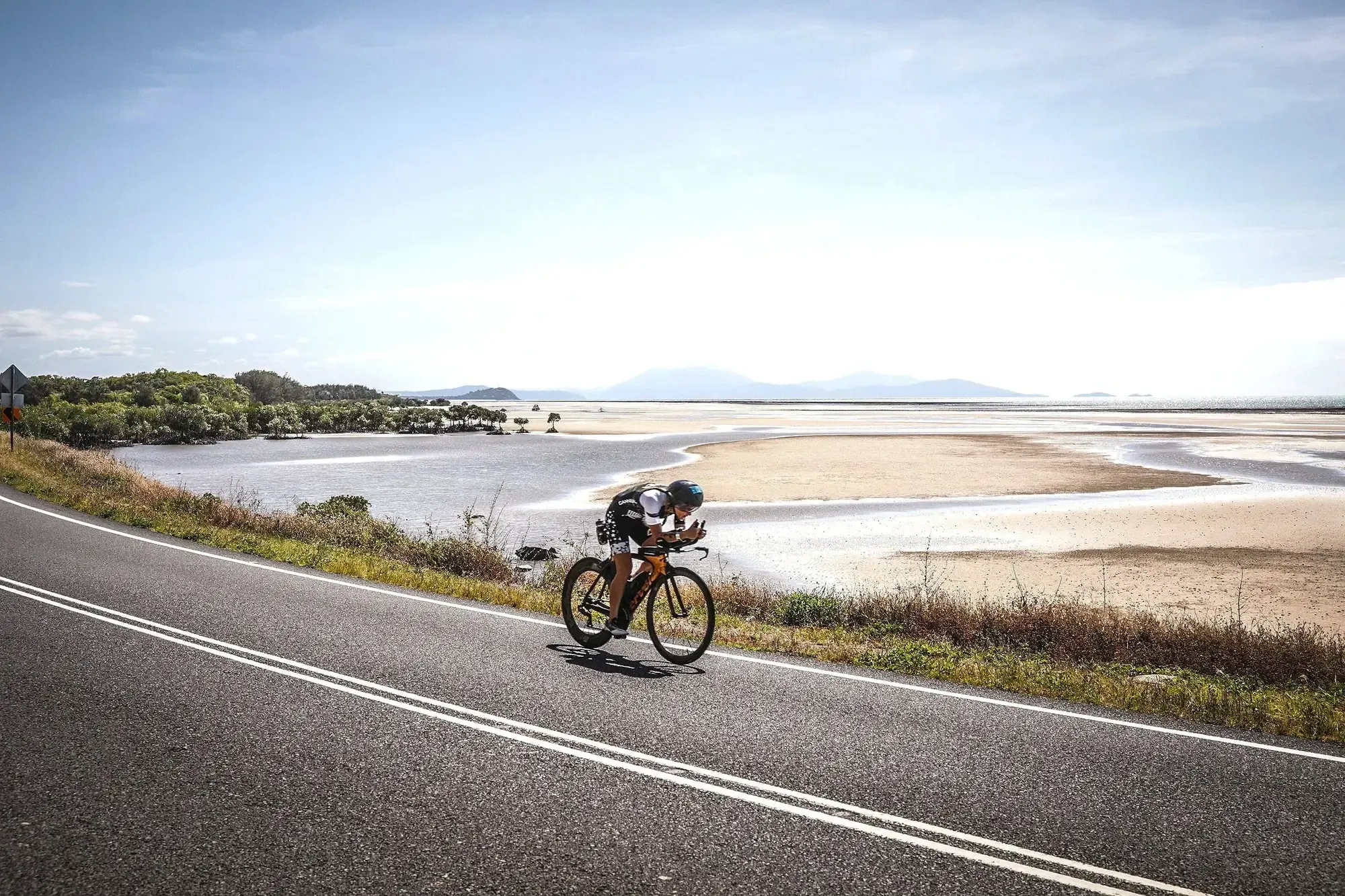 Cyclists on a coast road