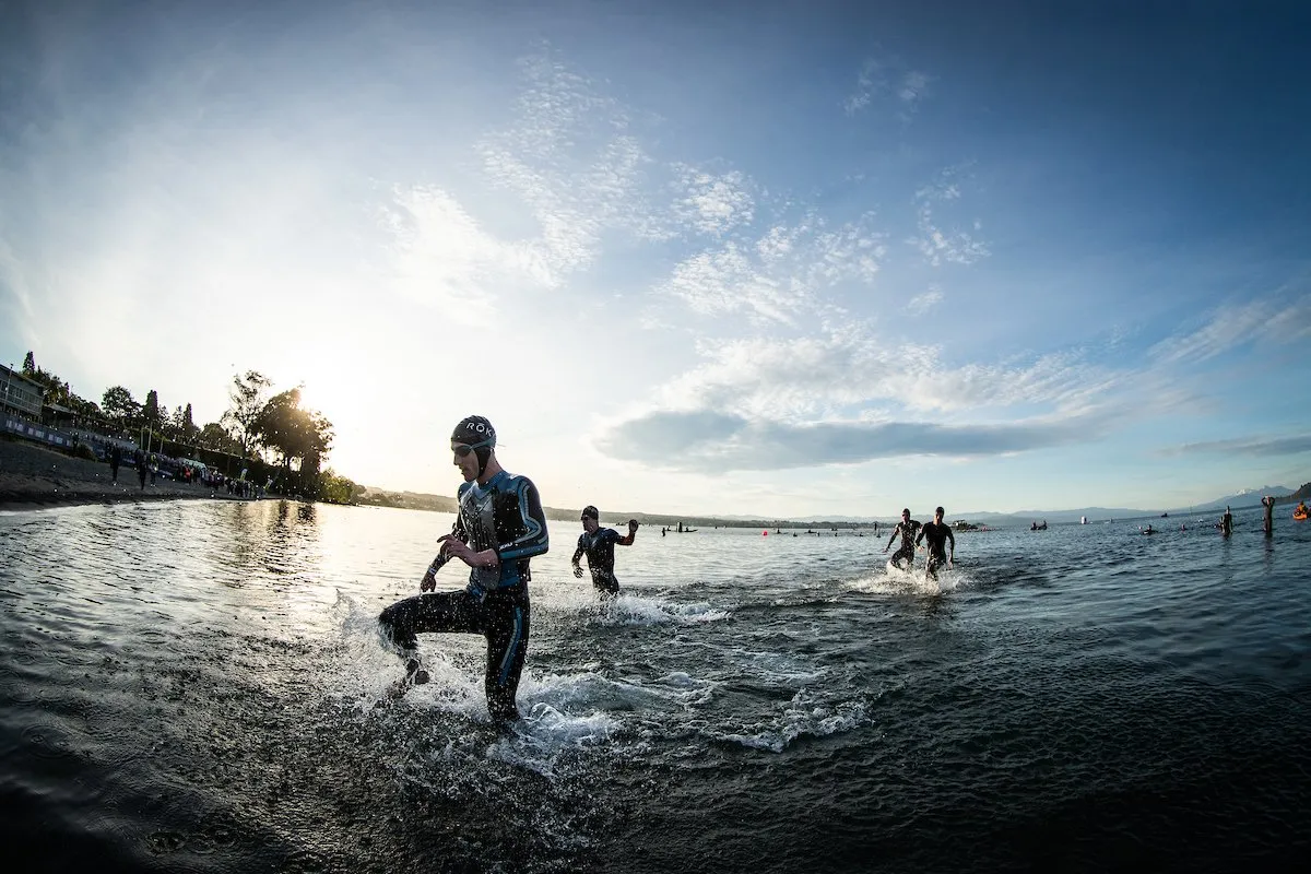 Leading the swim at IRONMAN 70.3 Taupō